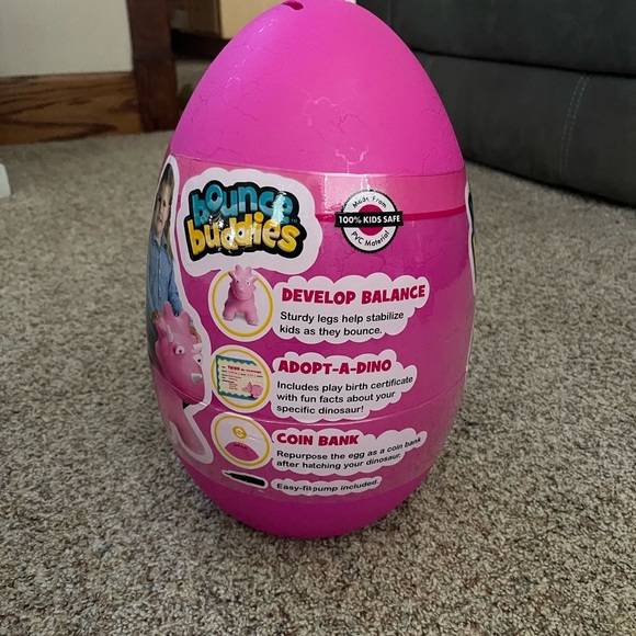 Bounce Buddies Pink Egg Dino Trish ride on inflatable - Picture 2 of 2